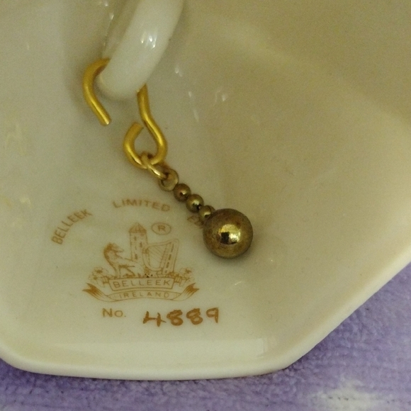 Belleek Cream Bell with Pink and Green Floral Design - Picture 2 of 5